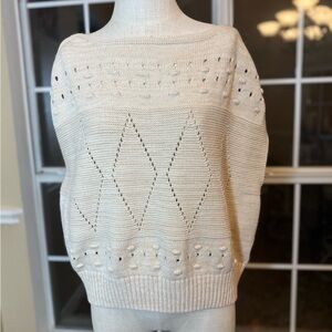 Jessica Simpson Sleeveless Knit Sweater Top – Women’s Large | Cream | 60% Cotton